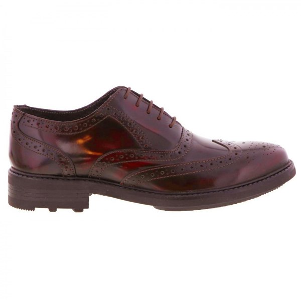 Roamers Mens 5 Eyelet Brogue Oxford Leather Shoes - Oxblood