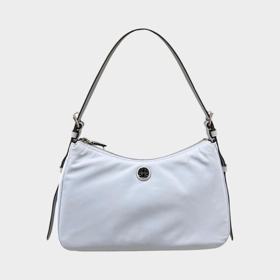 Tory Burch Nylon Zip Top Shoulder Bag Morning Blue