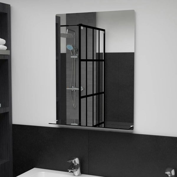Berkfield Wall Mirror with Shelf 50x70 cm Tempered Glass