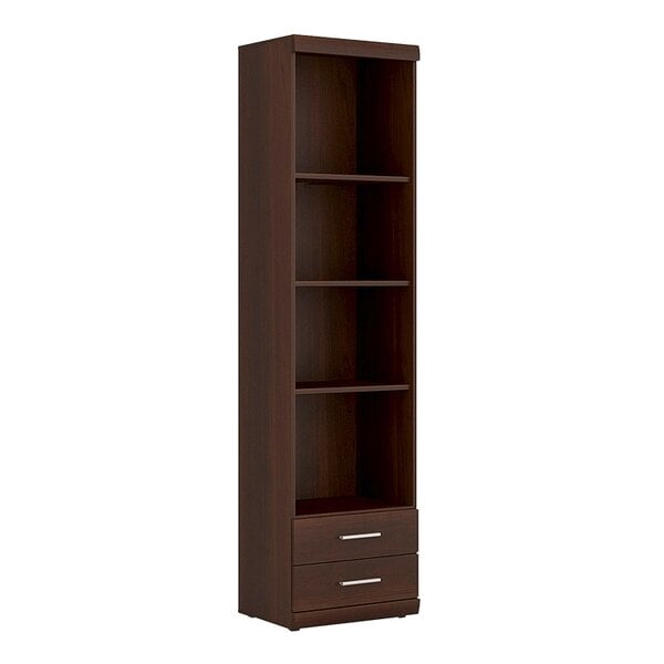Wyld Haus Sonderborg Dark Mahogany Tall Narrow Cabinet Open Shelving 2 Drawer