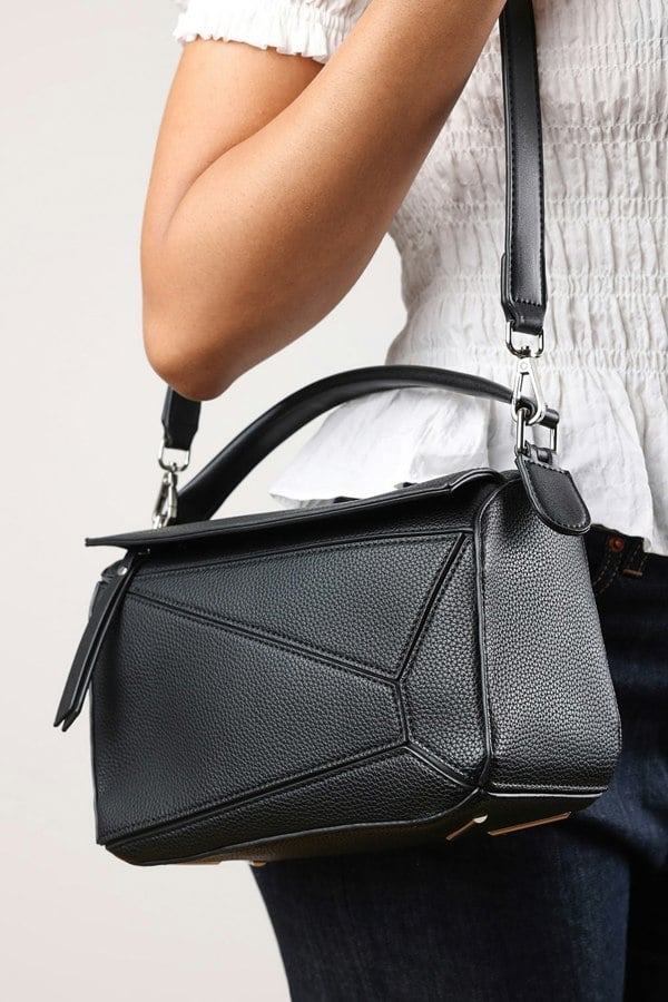 Where's That From Abrazo Geometric Top Handle Bag in Black