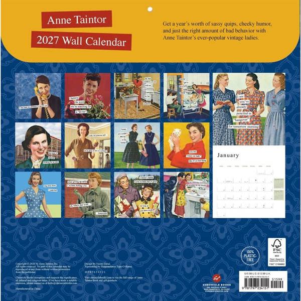Chronicle Books Anne Taintor Calendar 2027, Wall Calendars, Month To View, Humour, Gift