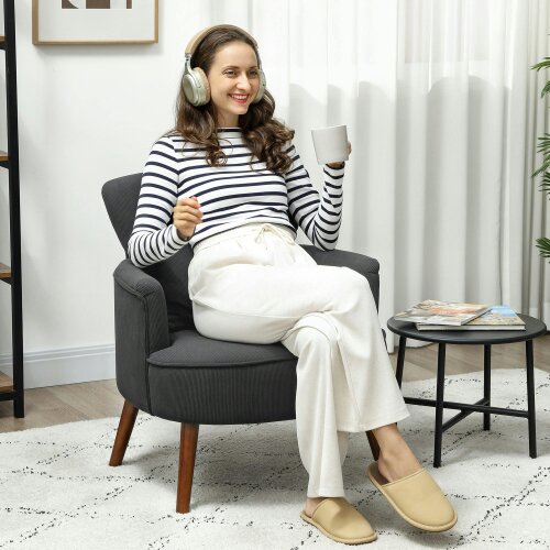 Wyld Haus Mielyo Black Corduroy Retro Accent Armchair