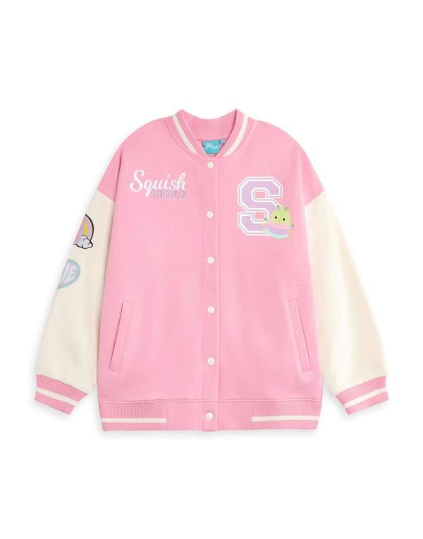 Squishmallows Girls Pink Squish Squad Varsity Jacket