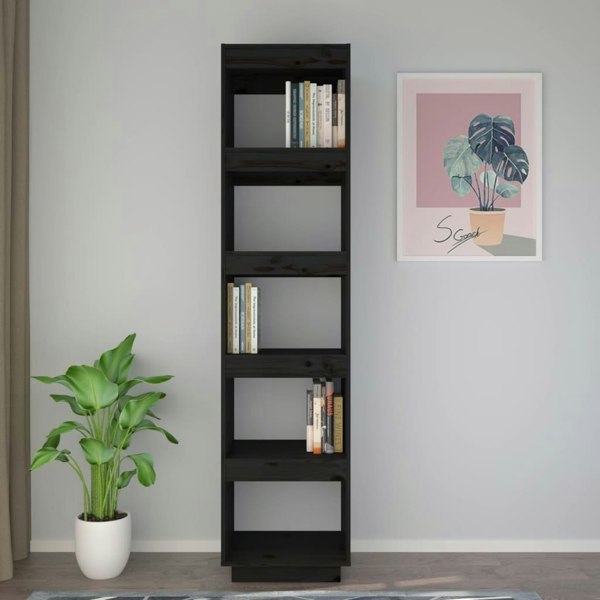 Berkfield Book Cabinet/Room Divider Black 40x35x167 cm Solid Wood Pine