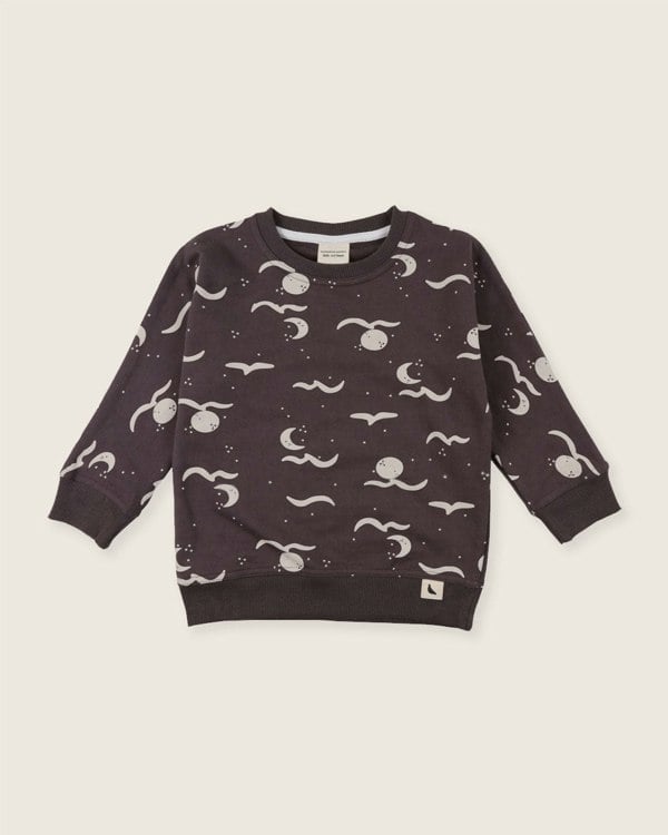 organic cotton Charcoal Grey Moon Wave Print Sweatshirt - image 2