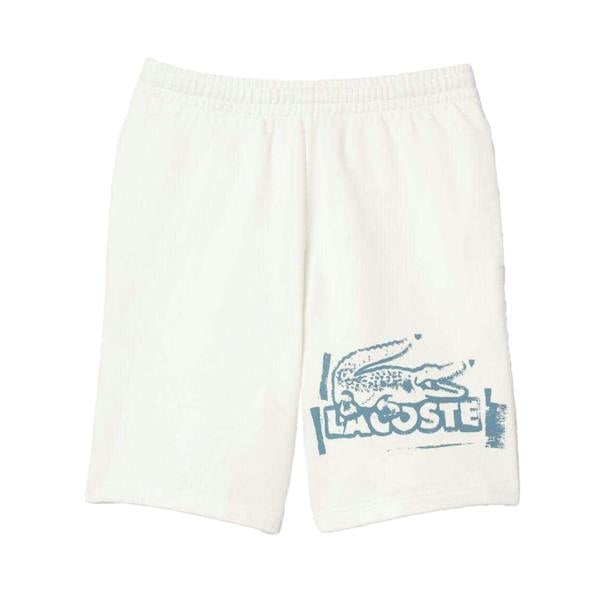 Lacoste Mens Fleece Graphic Print Shorts - Cream - 
