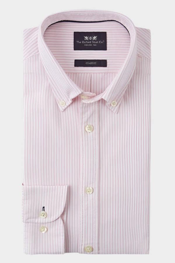 Button Down Oxford Shirt - Pink Stripe