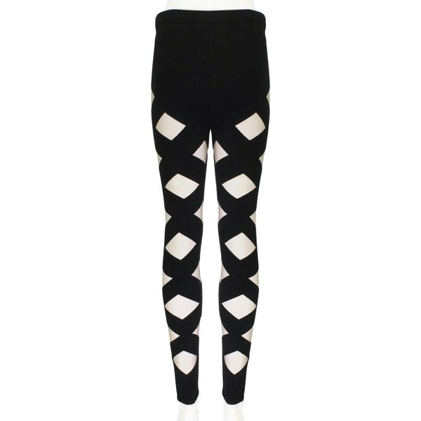 Balmain black harlequin leggings pants sheer