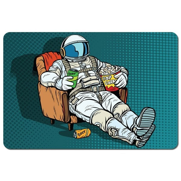 Benjamin Tate Design Astronaut the audience with beer and popcorn sitting in a chair. loneliness in space. Pop art retro (Placemat)