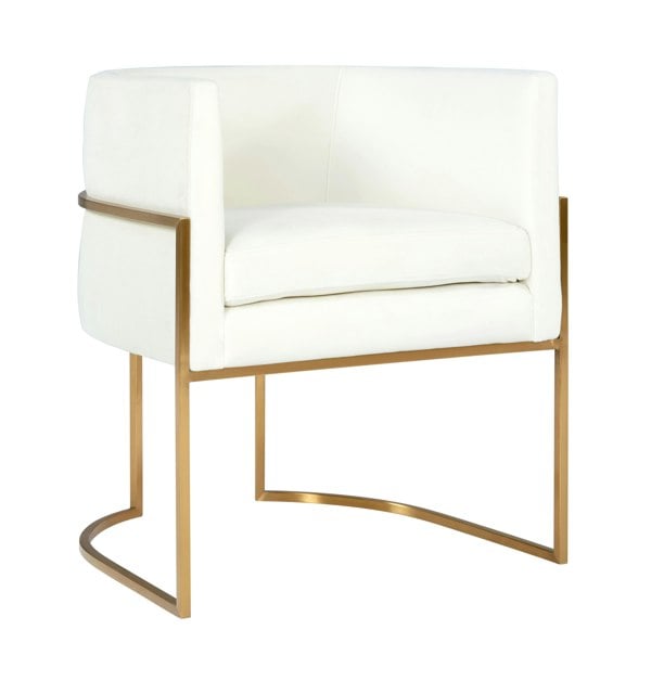 Furniture Edit Giselle Cream Velvet Dining Chair Gold Leg