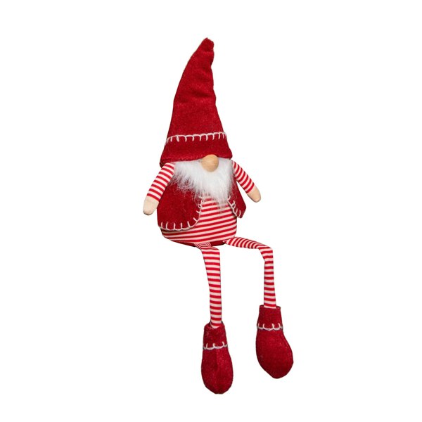 Samuel Alexander 50cm Red and White Stripe Sitting Christmas Gonk Decoration with Dangly Legs