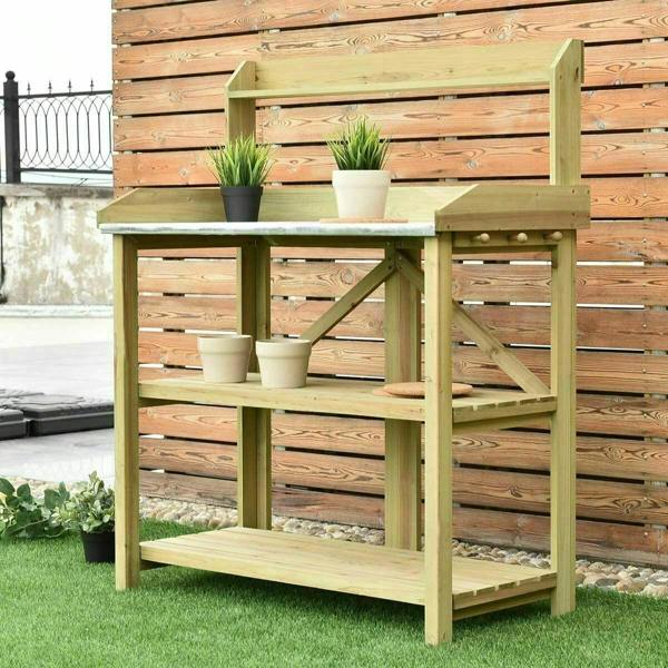 HYGRAD BUILT TO SURVIVE Wooden Potting Bench – Garden Planting Work Station | HYGRAD®