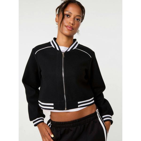 Pink Vanilla Contrast Trim Bomber Jacket