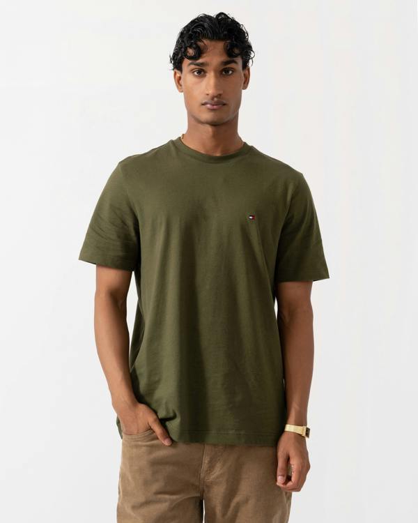 Tommy Hilfiger Essential Seasonal Regular Fit Solid Mens T-Shirt - Huntsman Green