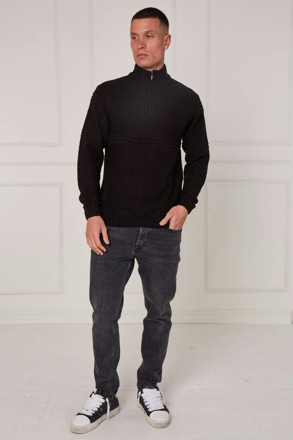 Elaina Fashion Men’s Textured Half Zip Jumper
