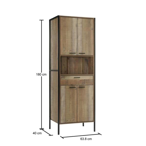 Timber Art Design Stretton Tall Storage Kitchen Pantry Sideboard Cabinet Rustic Industrial Oak