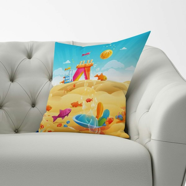 Warren Reed Fishes On A Beach Holiday Cushions