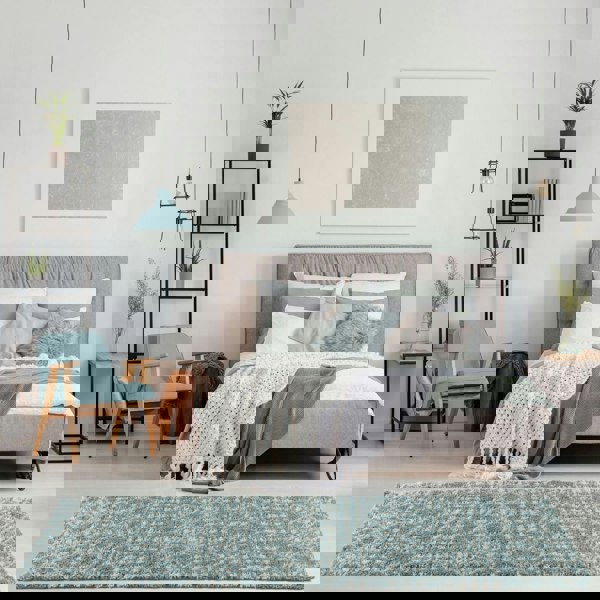 Shaggy blue rug High Quality Elegant Moroccan Pattern