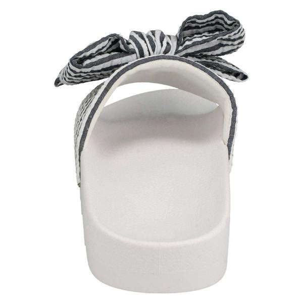 Spot On Ladies Spot On Striped Bow Vamp Sliders