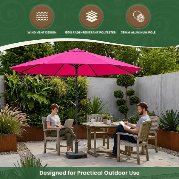 The Garden Marketplace 2.7M Wide Garden Parasol Tilt and Crank