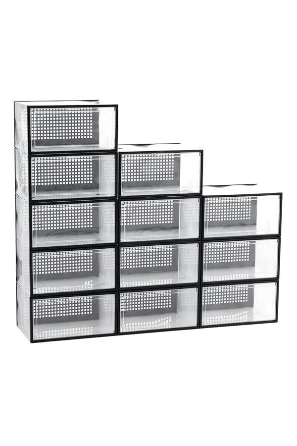 Living and Home 12Pcs Clear Plastic Stackable Shoe Storage Box