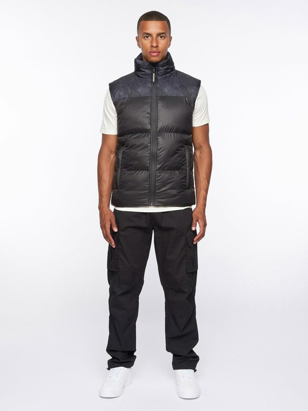 Duck and Cover Romain Padded Gilet Black Camo