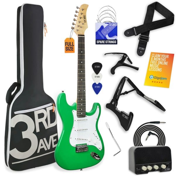 3rd Avenue Full Size Electric Guitar Pack with Bluetooth Amp#Colour_Green