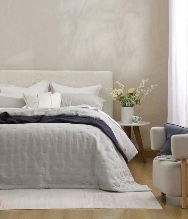 M.M Linen Laundered Linen Pewter Bedspread Set