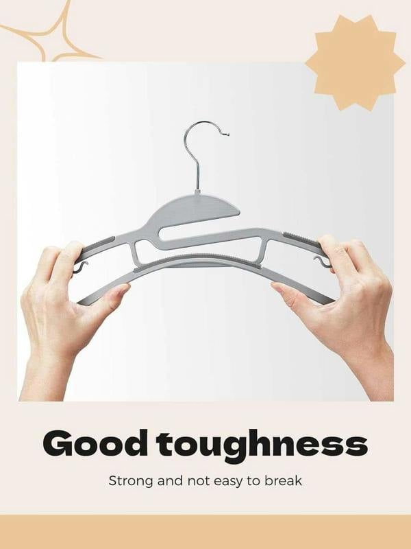 Dyzi 30 Pack White Plastic Coat Hangers Non Slip Heavy Duty