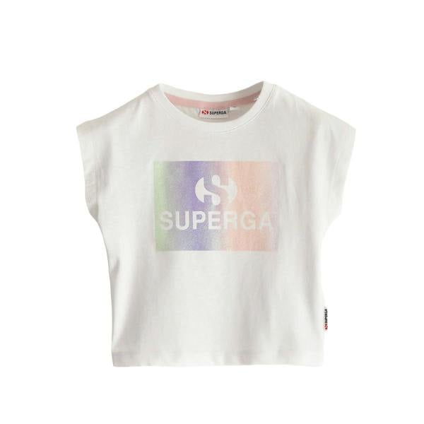 Superga Childrens/Kids Glitter Cropped T-Shirt - White - 