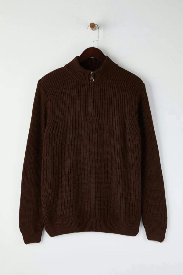 WOVCOR Regular Fit Half Turtleneck Zippered Men's Sweater