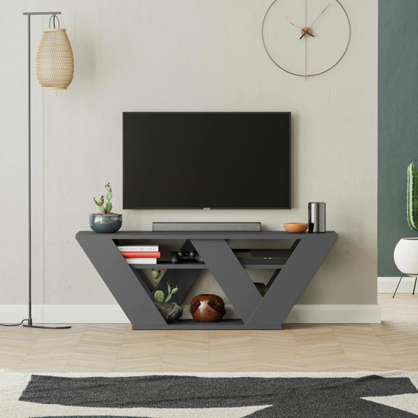 Decortie Pipralla Modern TV Stand Unit with Shelves for Up to 43" TVs 110cm