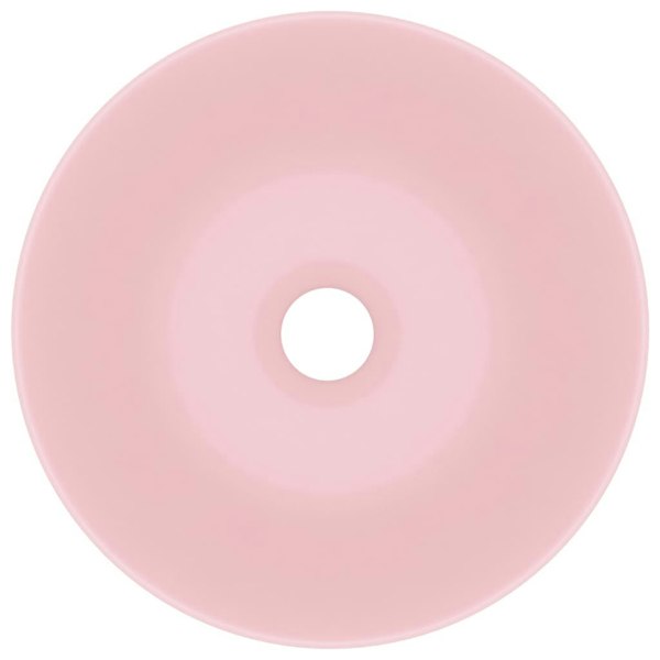 Berkfield Bathroom Sink Ceramic Matt Pink Round