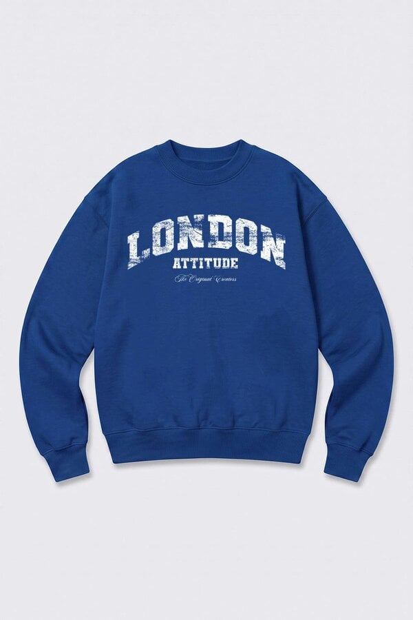 London Attitude Relaxed Fit Collegiate Graphic Sweatshirt in White