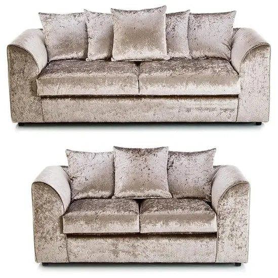 Snug Furniture Venice Crushed Velvet 3+2 Beige Sofa Set