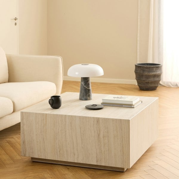 Furniture To Go Dice Square Coffee Table in Light Travertine Effect 90x90x42cm