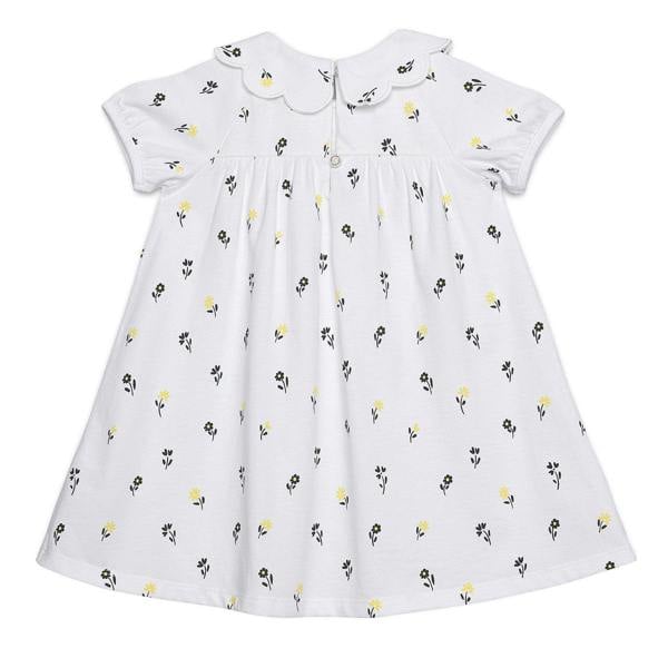 Mini Cuddles Baby Girls Floral Printed Dress With Bloomer, White