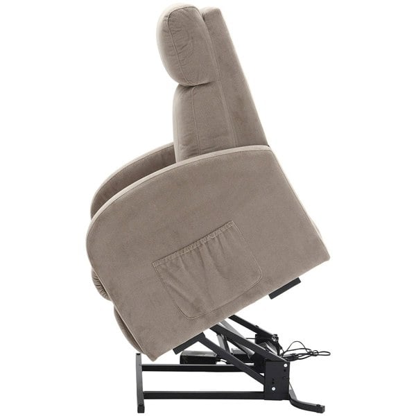 Single Motor Rise and Recline Lounge Chair Pebble Coloured Micro Fibre Material Loops