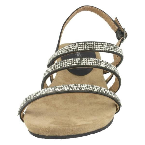 Leather Collection Ladies Leather Collection Diamante Slingback Sandals