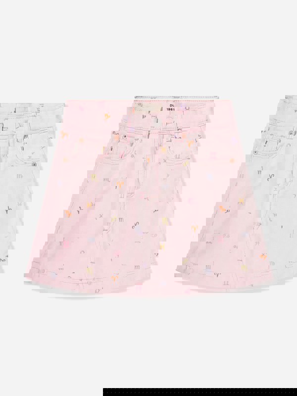 DL1961 Girls Jenny Star Signs Mini Skirt in Pink