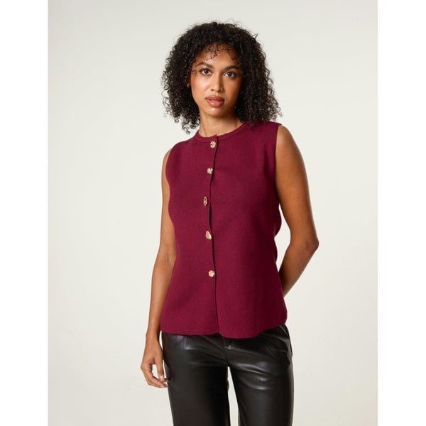 Blue Vanilla Button Front Tailored Vest