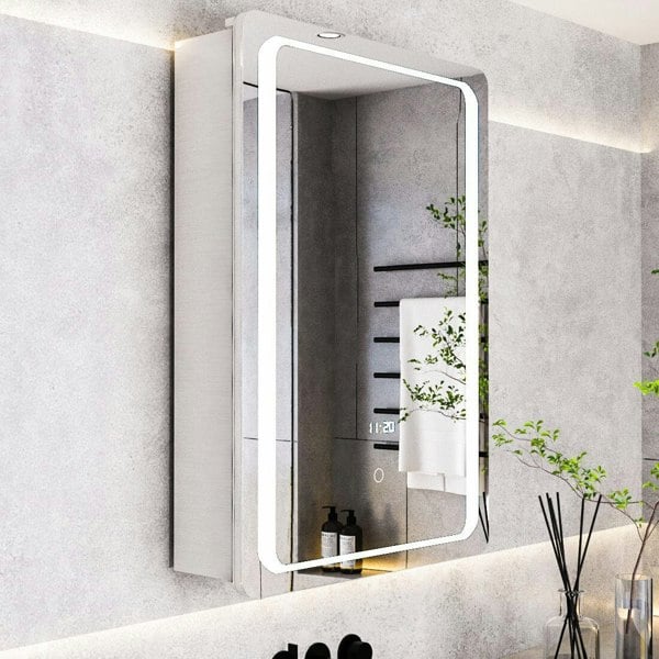 27inch X 20inch LED Illuminated Mirror Cabinet with Sensor Switch Bathroom Mirror Cabinets Living and Home