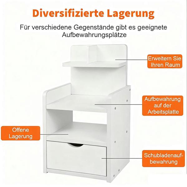 Havendro Bedside Nightstand Cabinet with Drawer Modern Bedroom Storage End Side Table
