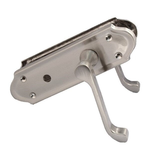 EDH Door Hardware Satin Nickel Door Handles - Askworth Internal Door Handles with Bathroom Sash