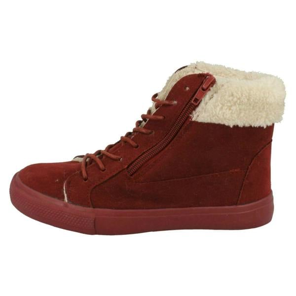 Spot On Girls Spot On Casual Suedette Ankle Boots with Faux Fur Lining