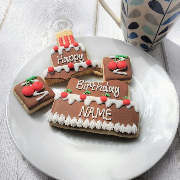 The Cookie Collaboration Personalised Chocolate & Cherry Birthday Cake Cookie LETTERBOX Gift/Hand-iced biscuit gift