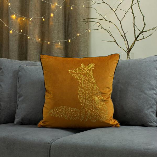 Furn Forest Fauna Fox Cushion Cover - Rust/Mink - 