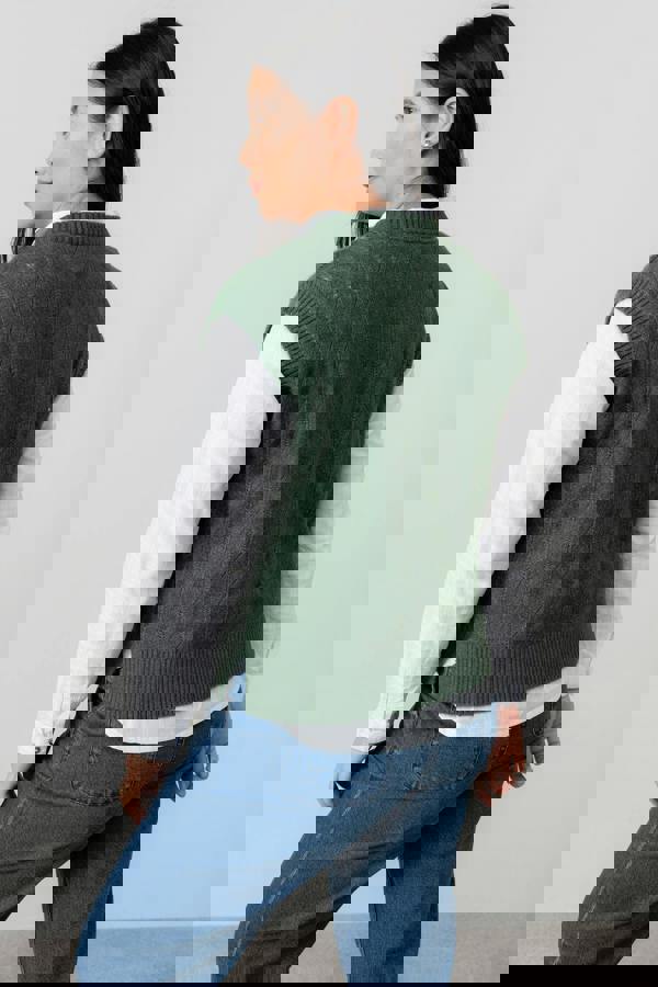 Lily & Me Wallace Pointelle Knit Tank Top Pine Green