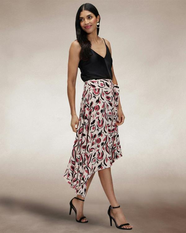 HotSquash Asymmetric Hem Skirt with Bow Ties